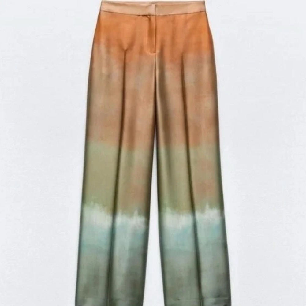 ZARA TIE DYE PRINT WIDE LEG PANTS size medium - Picture 2 of 7